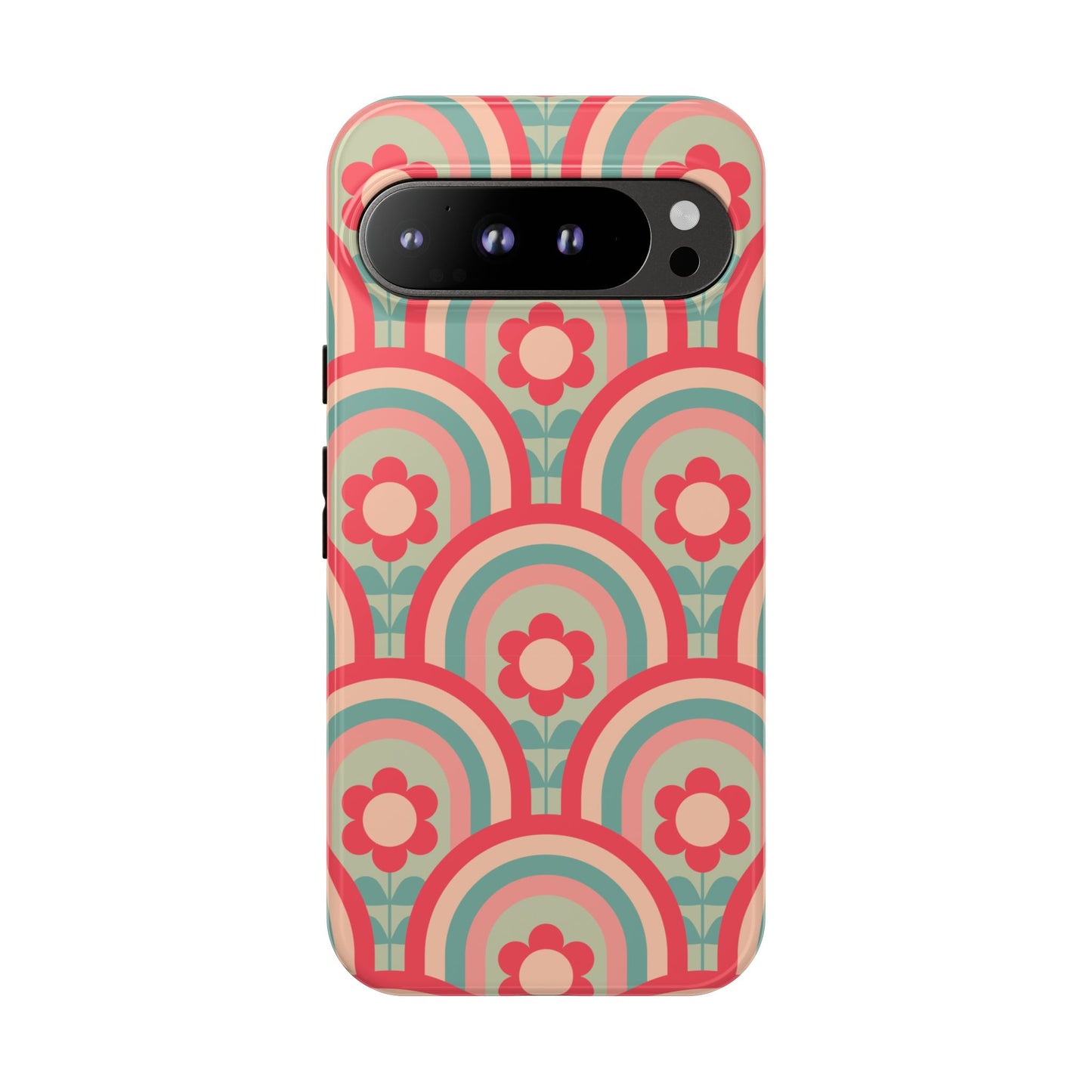 Retro Floral Rainbow Phone Case – Vintage Aesthetic for iPhone, Samsung & Google Pixel