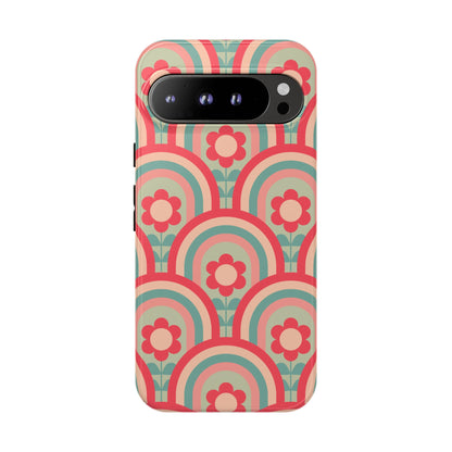 Retro Floral Rainbow Phone Case – Vintage Aesthetic for iPhone, Samsung & Google Pixel
