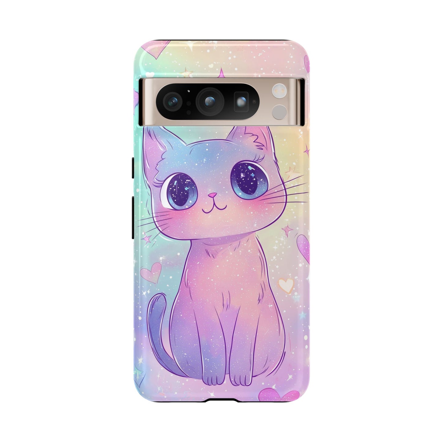 Cosmic Cat Phone Case – Sparkly Anime Aesthetic for iPhone, Google Pixel & Samsung