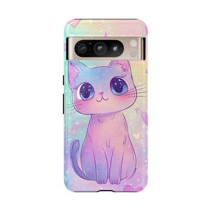 Cosmic Cat Phone Case – Sparkly Anime Aesthetic for iPhone, Google Pixel & Samsung