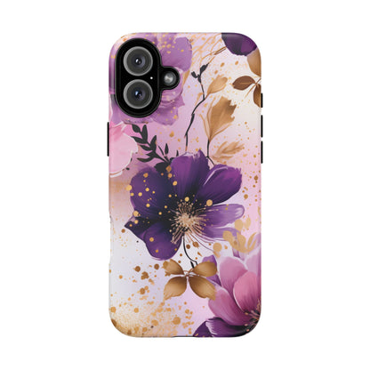 Luxury Purple & Gold Floral Aesthetic Mobile Case