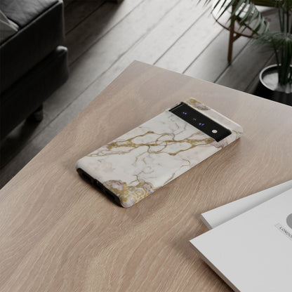 Elegant White and Gold Marble Case Design