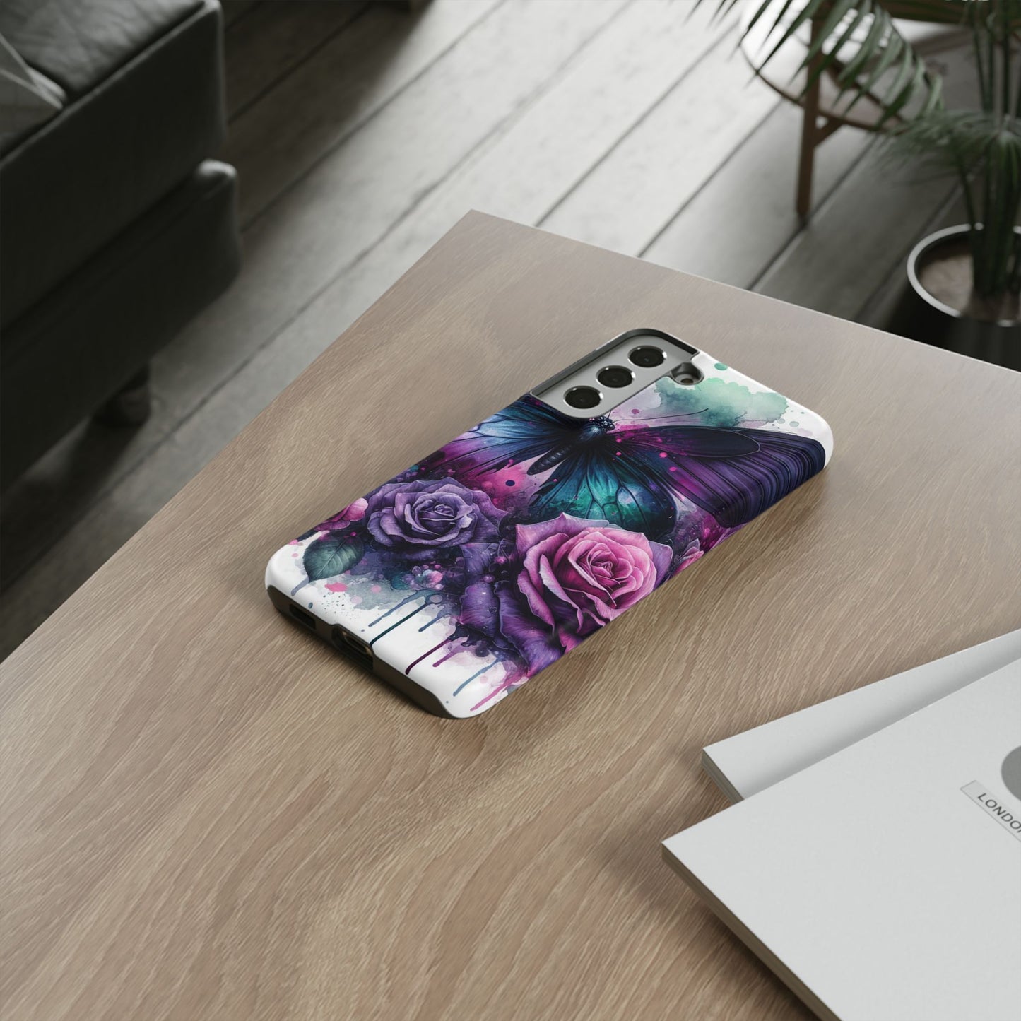 Mystic Bloom – Vibrant Butterfly & Rose Art Mobile Cover
