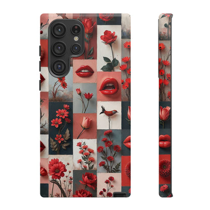 Red Flowers & Lips Collage Phone Case