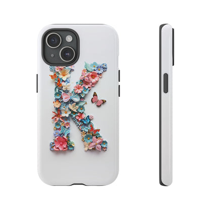 Floral Letter K Phone Case – Personalized Aesthetic Cover for iPhone, Samsung & Google Pixel