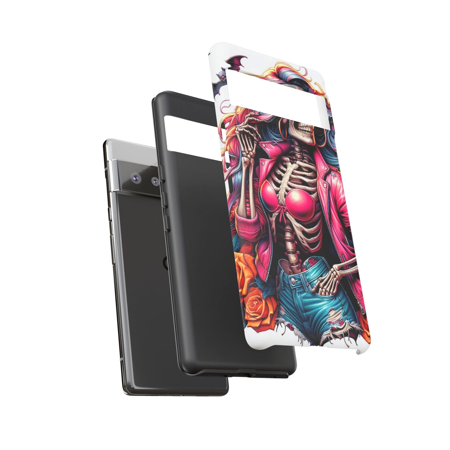 Neon Bones – Retro Skeleton & Vibrant Punk Aesthetic Mobile Cover