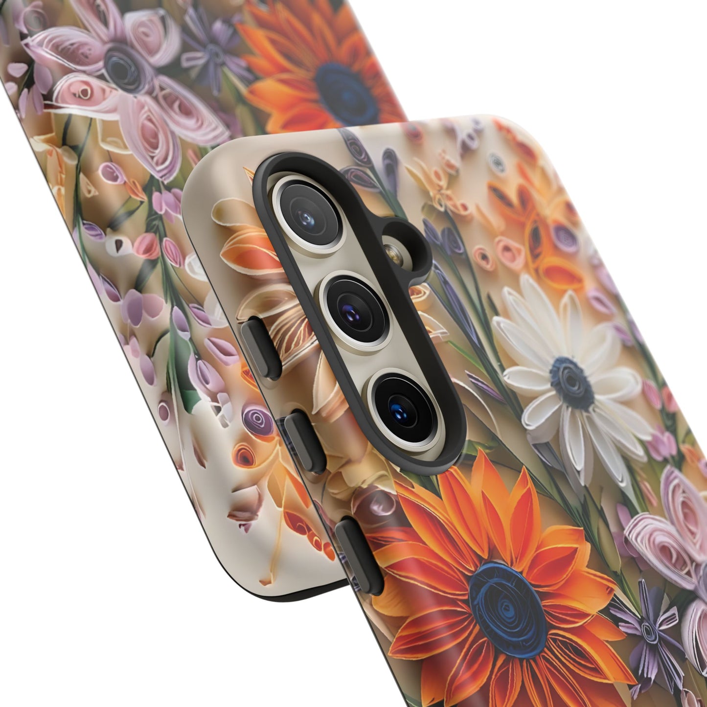 Intricate Quilled Floral Artwork In Vibrant Colors phone case design.