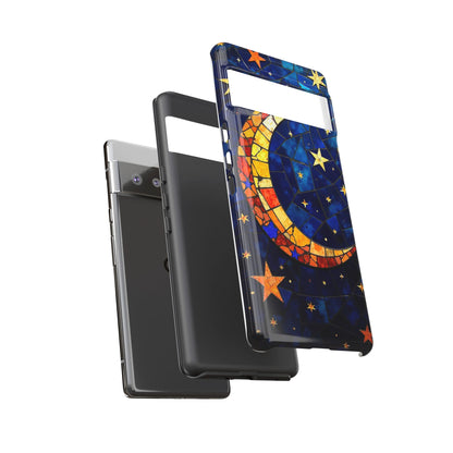 Celestial Crescent: Vibrant Moon and Stars Phone Case