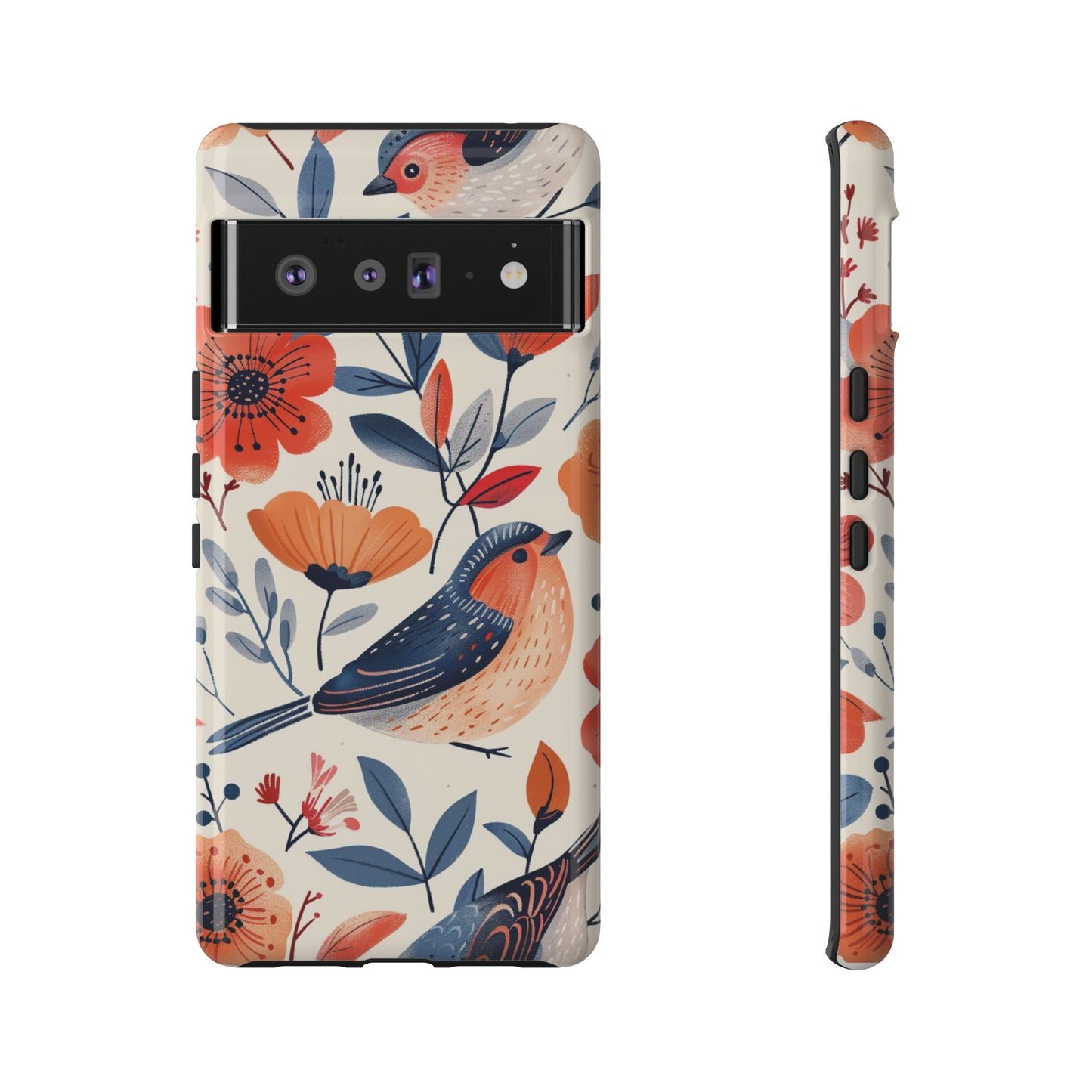 Floral Bird Phone Case - Elegant Nature-Inspired Cover for iPhone, Samsung & Google Pixel