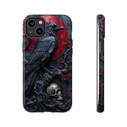 Gothic Sculpture Of Raven On Charcoal Tree Branch phone case design
