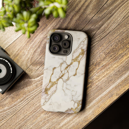Elegant White and Gold Marble Case Design