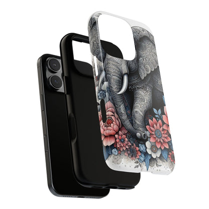 Mandala Elephant Mobile Cover – Elegant Black & White Floral Art