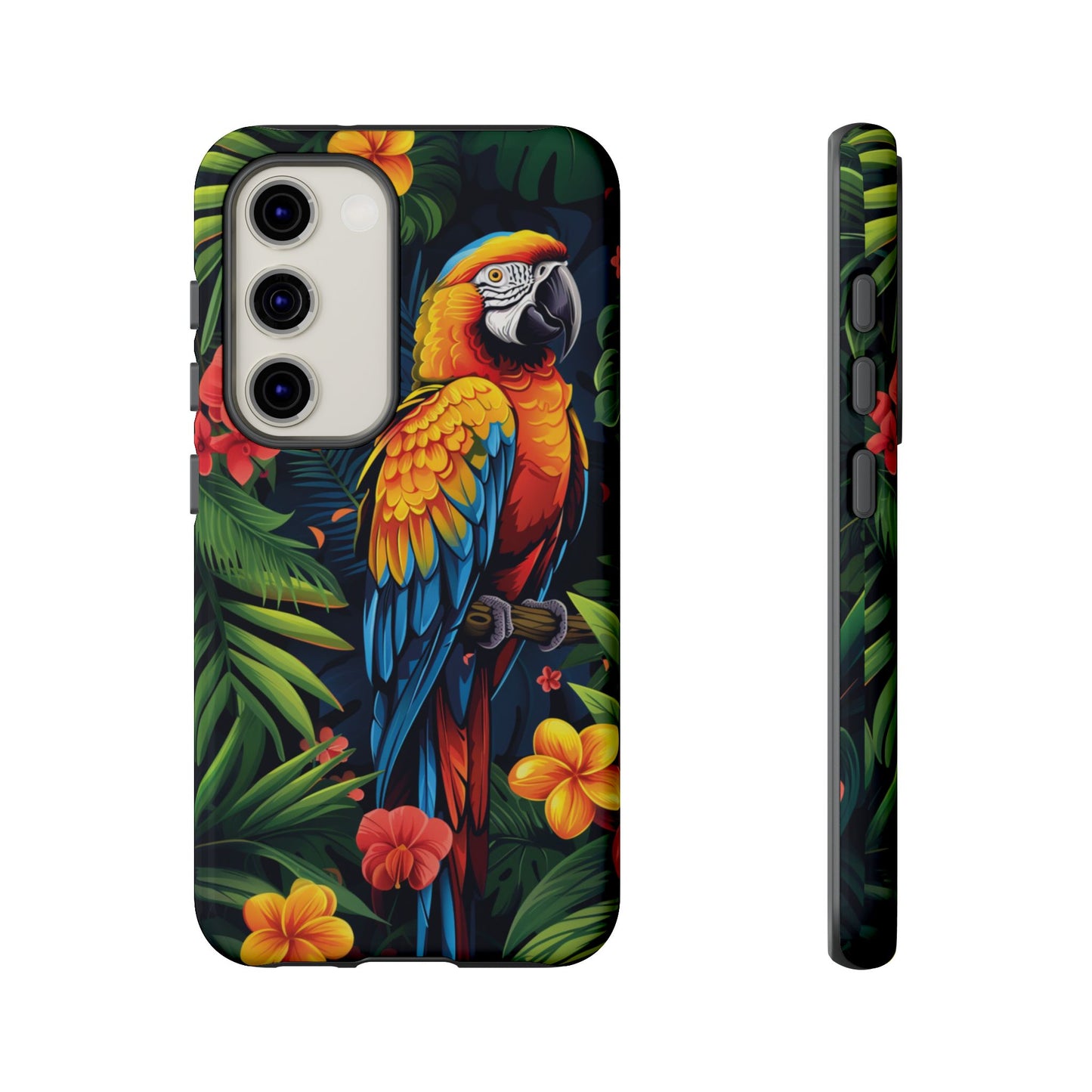 Floral Parrot Phone Case – Tropical Bird Design for iPhone, Samsung & Google Pixel