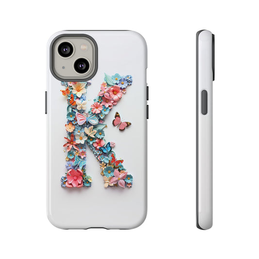 Floral Letter K Phone Case – Personalized Aesthetic Cover for iPhone, Samsung & Google Pixel