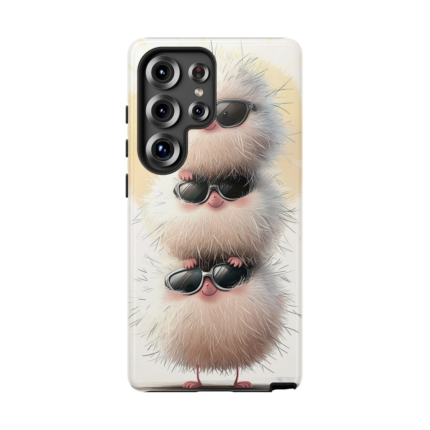 Fluffy Stack Anime Phone Case – Cute Furry Creatures with Sunglasses, Kawaii Aesthetic Design for iPhone, Samsung & Google Pixel