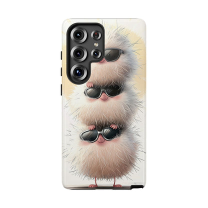 Fluffy Stack Anime Phone Case – Cute Furry Creatures with Sunglasses, Kawaii Aesthetic Design for iPhone, Samsung & Google Pixel