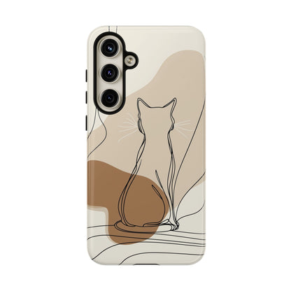 Minimalist Cat Silhouette: Elegant Line Art Phone Case for iPhone, Samsung & Pixel