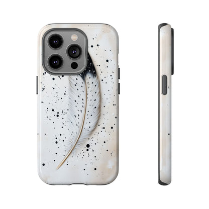 Elegant Owl Feather Phone Case – Black & White for iPhone, Samsung & Google Pixel
