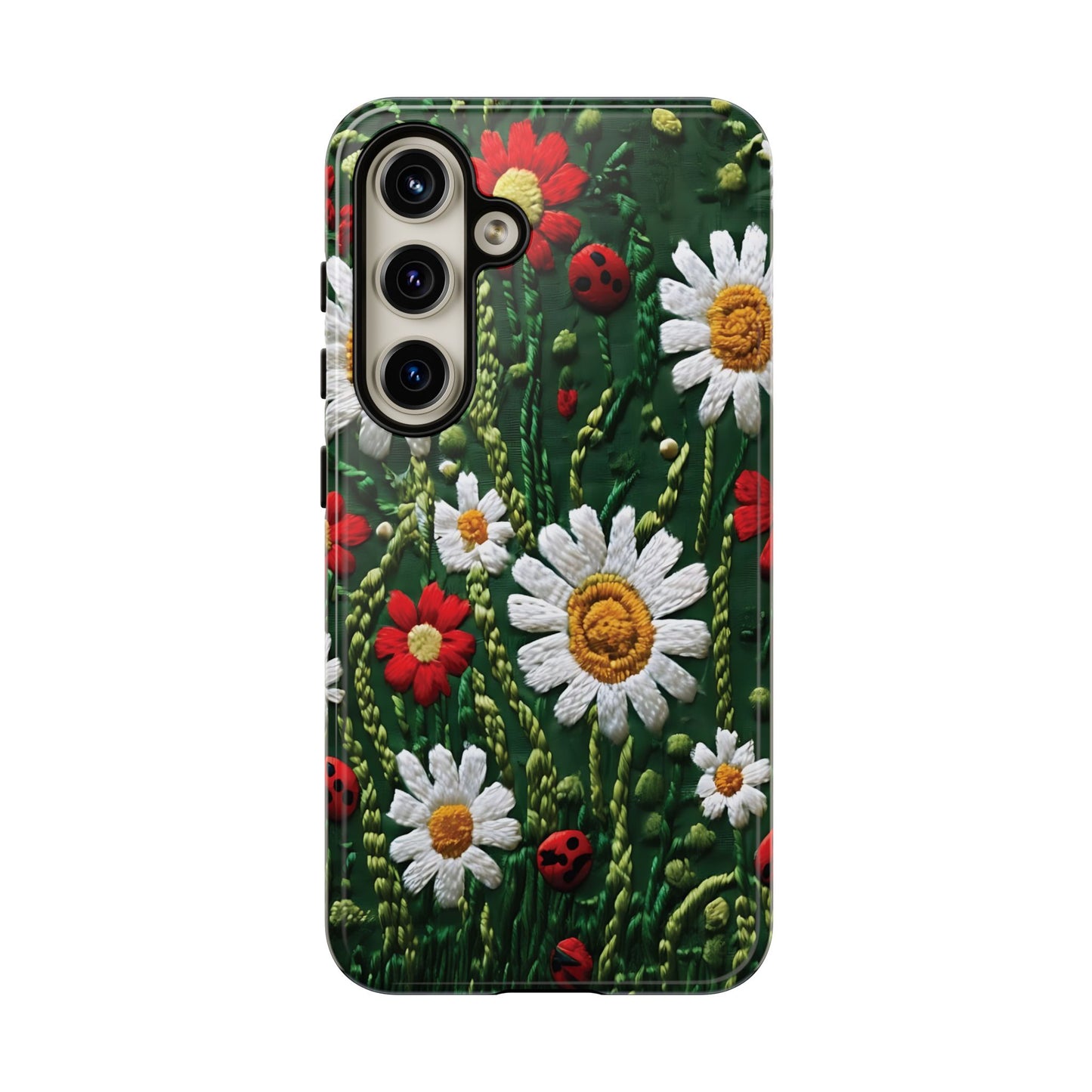 Knitted Pattern With Diamonds And Festive Motifs On Navy phone case design.