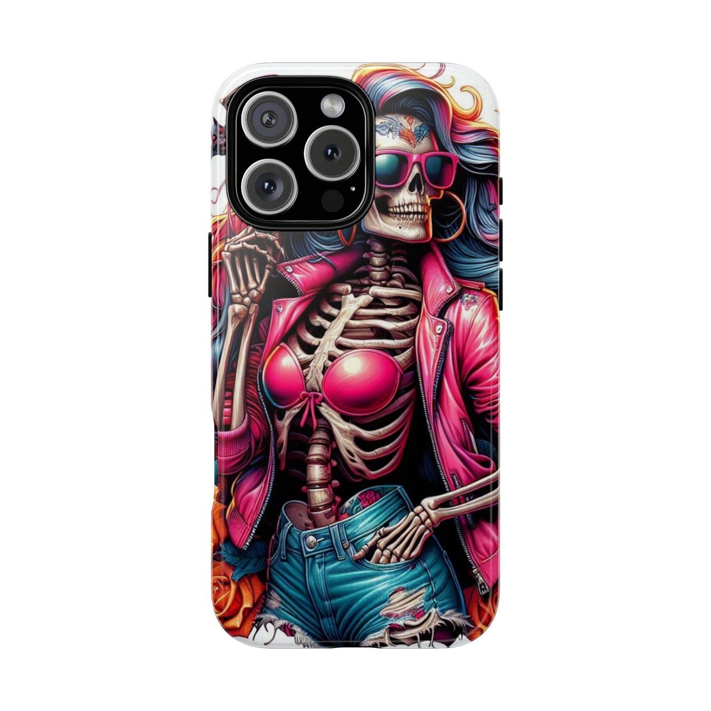 Neon Bones – Retro Skeleton & Vibrant Punk Aesthetic Mobile Cover