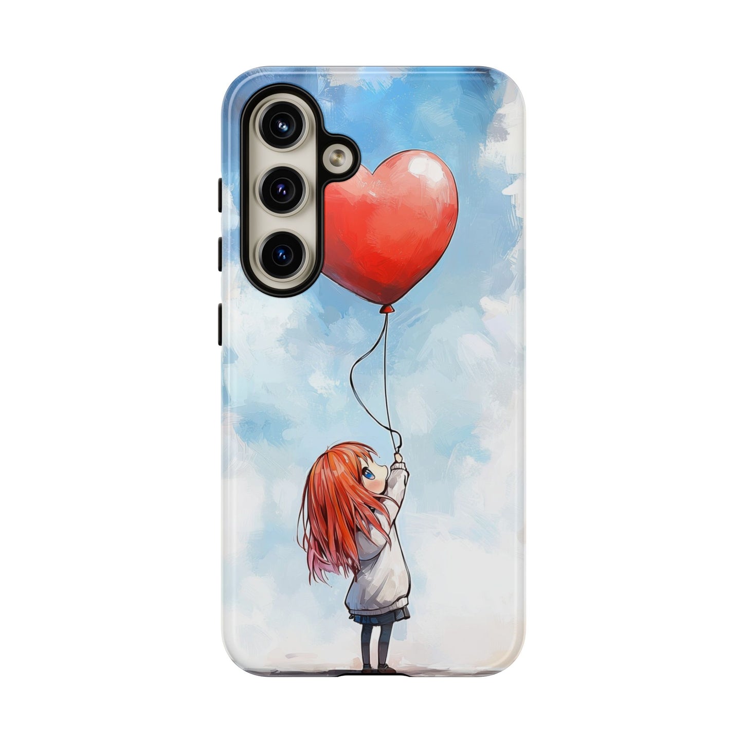 Anime Girl with Heart Balloon Phone Case – Cute & Inspirational Design for iPhone, Google Pixel & Samsung