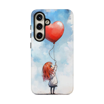 Anime Girl with Heart Balloon Phone Case – Cute & Inspirational Design for iPhone, Google Pixel & Samsung
