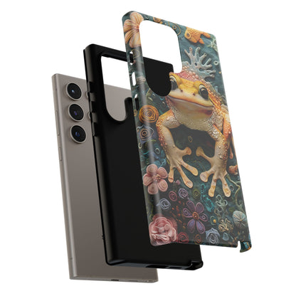 Intricate 3D Felt Artwork of Underwater Ecosystem with Frog phone case design.