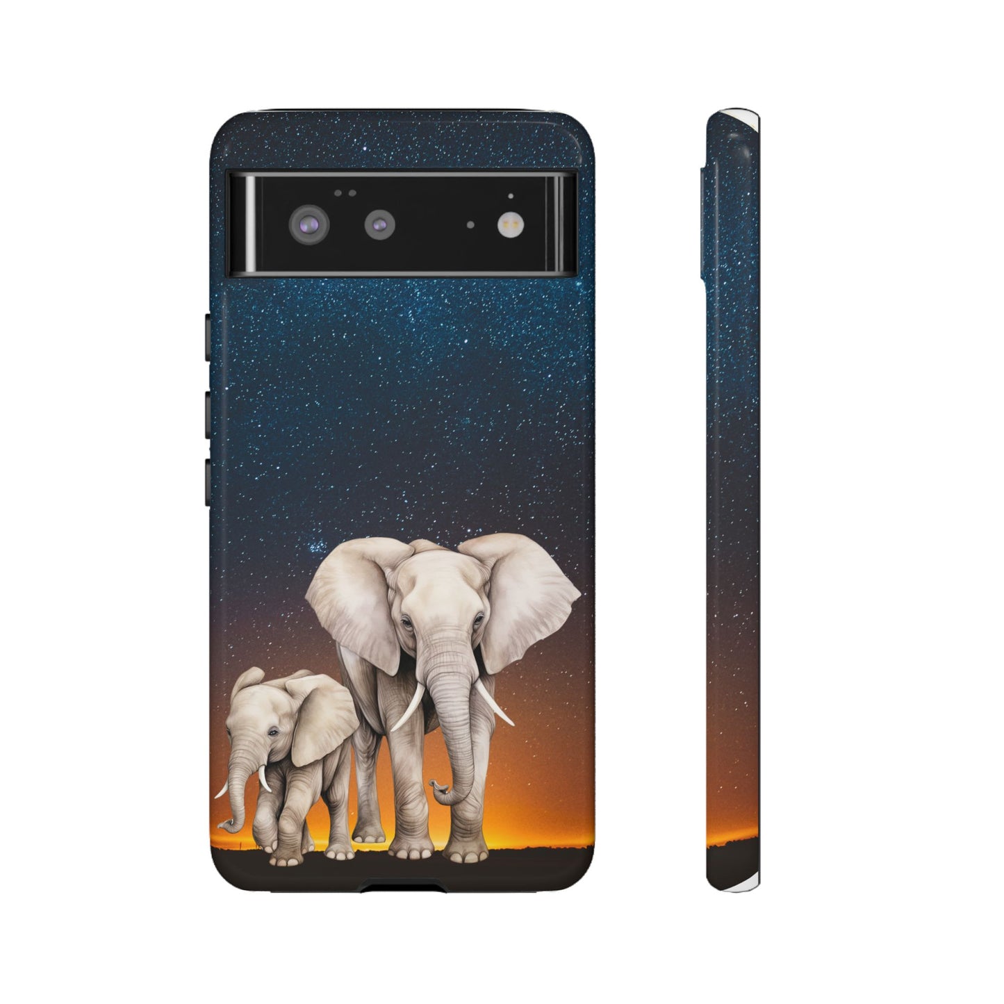 Starry Safari Elephant Family Mobile Cover – Cosmic Wildlife Aesthetic