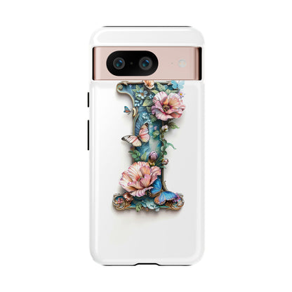 Floral Letter I Phone Case – Personalized Aesthetic Cover for iPhone, Samsung & Google Pixel