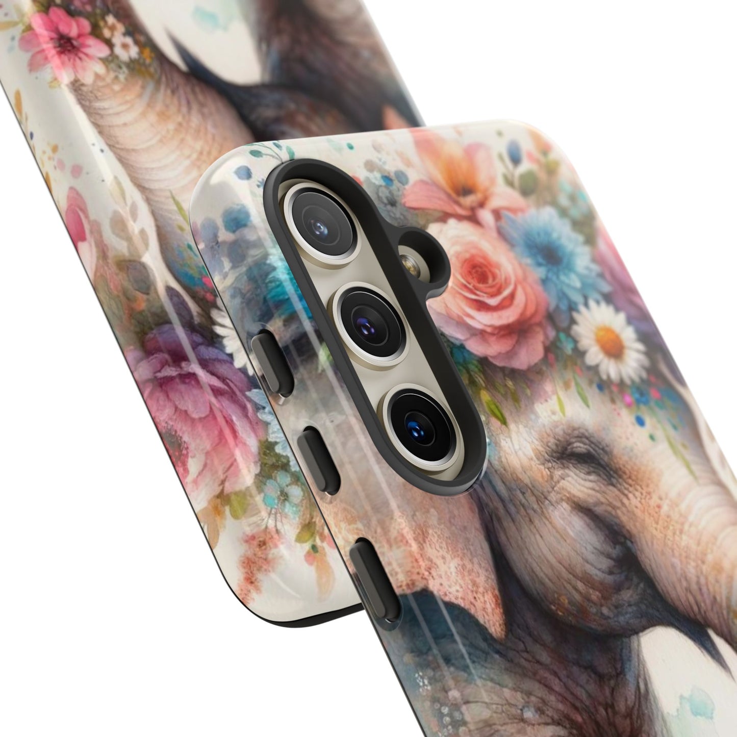 Joyful Floral Elephant Mobile Cover – Whimsical Watercolor Art