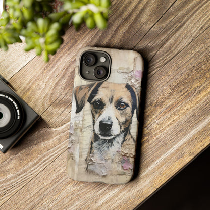 Vintage Collage Dog Portrait Mobile Cover – Artistic Mixed Media Design