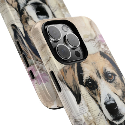 Vintage Collage Dog Portrait Mobile Cover – Artistic Mixed Media Design