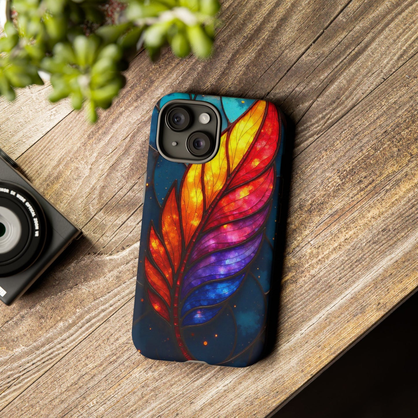 Vivid Feather: Stained Glass Abstract Art