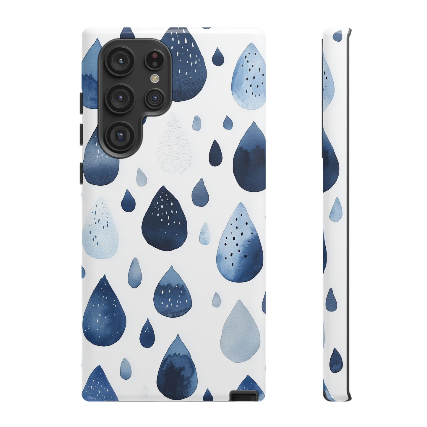 Indigo Rain Drops Watercolor Phone Case for iPhone, google Pixel & Samsung