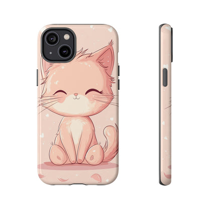 Kawaii Blush Kitty – Chibi Anime Cat Phone Case for iPhone, Samsung & Pixel