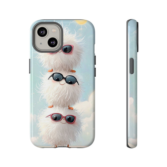 Fluffy Anime Phone Case – Cute Kawaii Fuzzy Creatures, Aesthetic Pastel Art, Soft Cloudy Background, iPhone, Samsung & Google Pixel Case