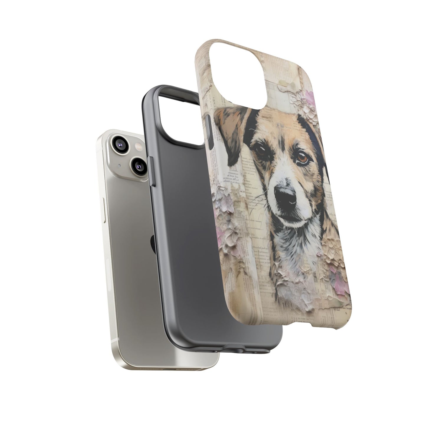 Vintage Collage Dog Portrait Mobile Cover – Artistic Mixed Media Design