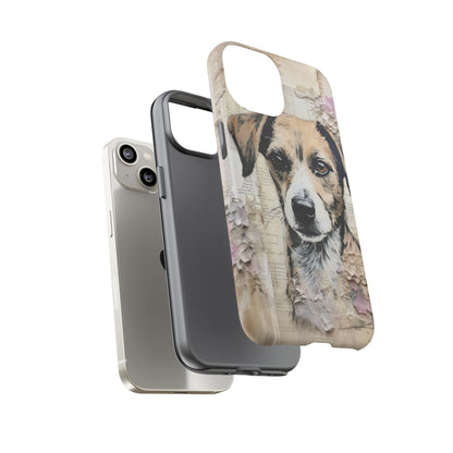 Vintage Collage Dog Portrait Mobile Cover – Artistic Mixed Media Design