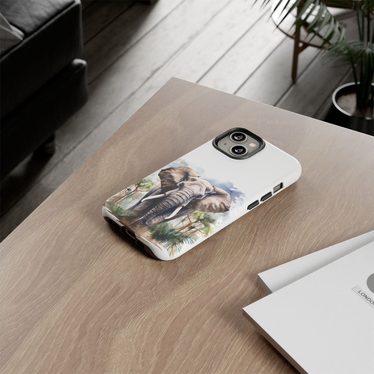 Majestic Watercolor Elephant Mobile Cover – Artistic Wildlife Design