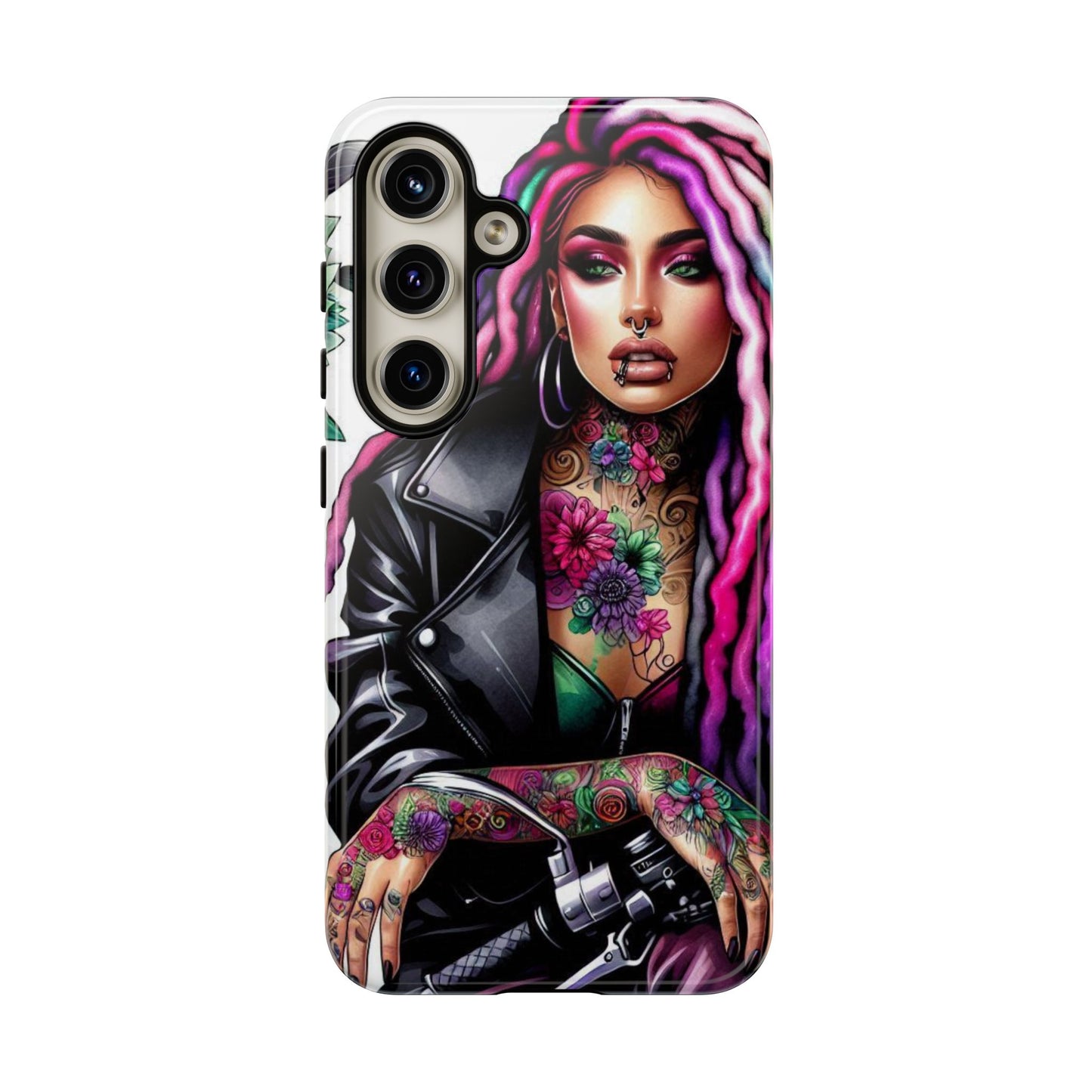 Neon Rebel – Vibrant Biker Queen Mobile Cover