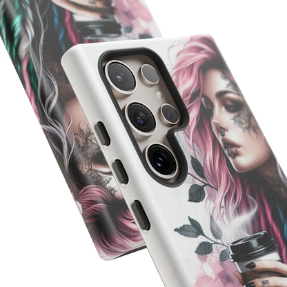 Boho Rebel – Vibrant Dreadlocks & Tattooed Coffee Lover Mobile Cover