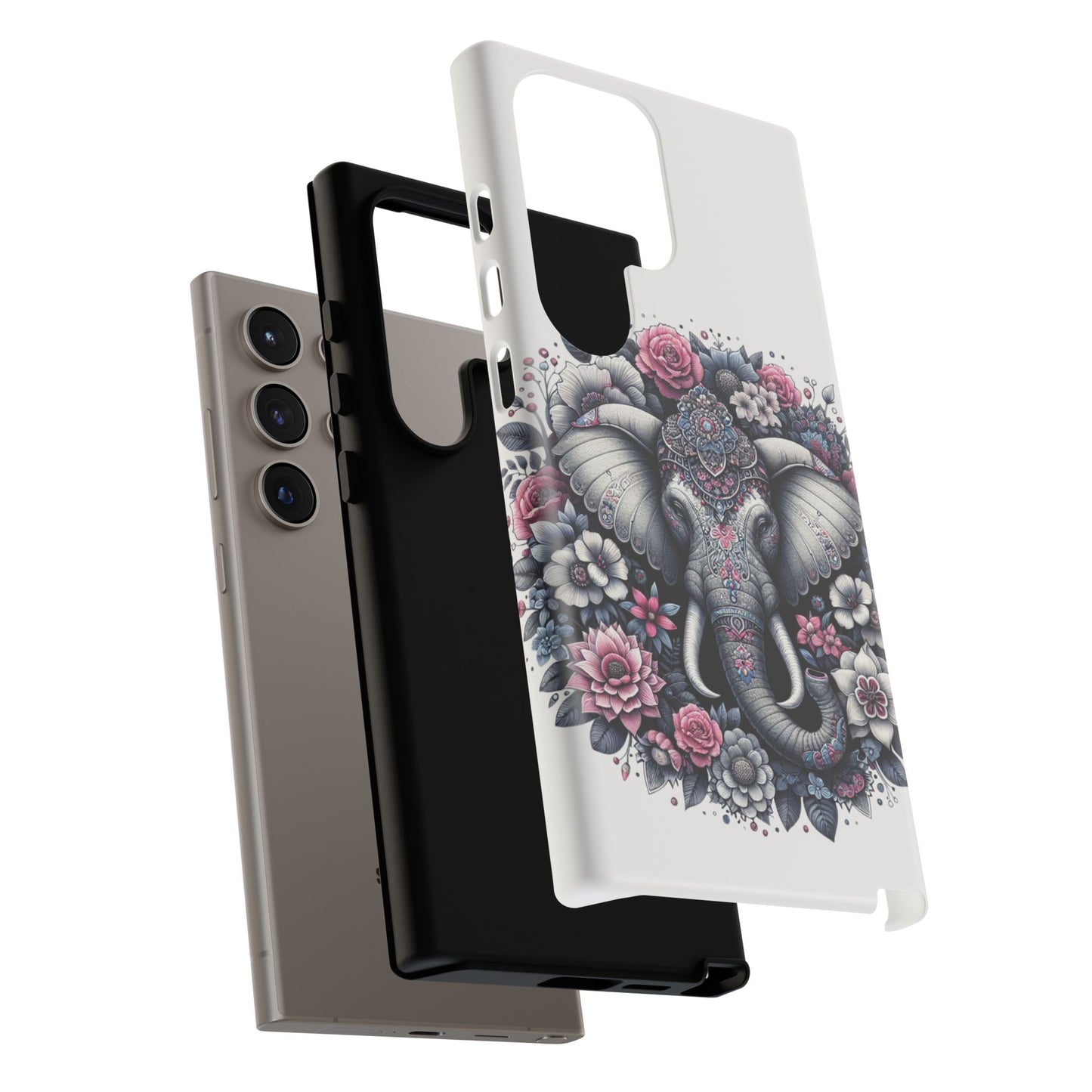 Ornate Floral Elephant Mobile Cover – Elegant Bohemian Art