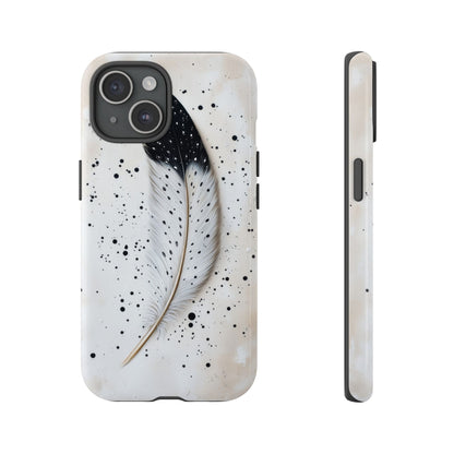Elegant Owl Feather Phone Case – Black & White for iPhone, Samsung & Google Pixel