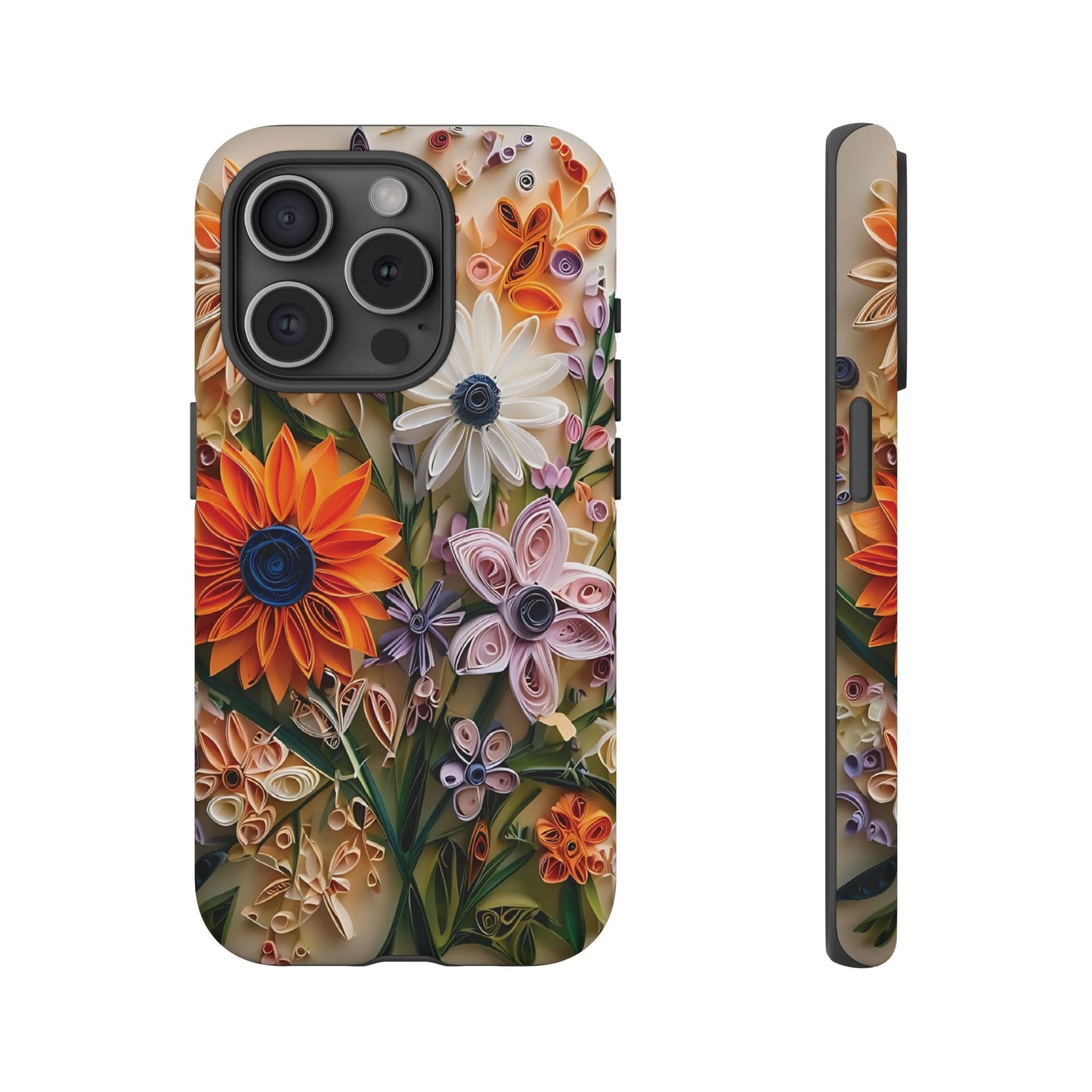Intricate Quilled Floral Artwork In Vibrant Colors phone case design.