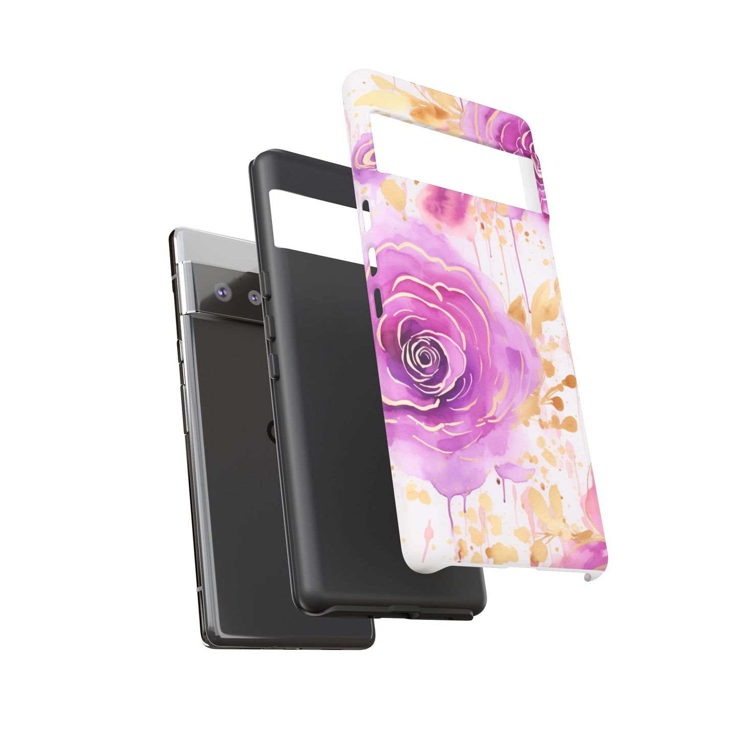 Elegant Purple-Gold Watercolor Rose Mobile Case