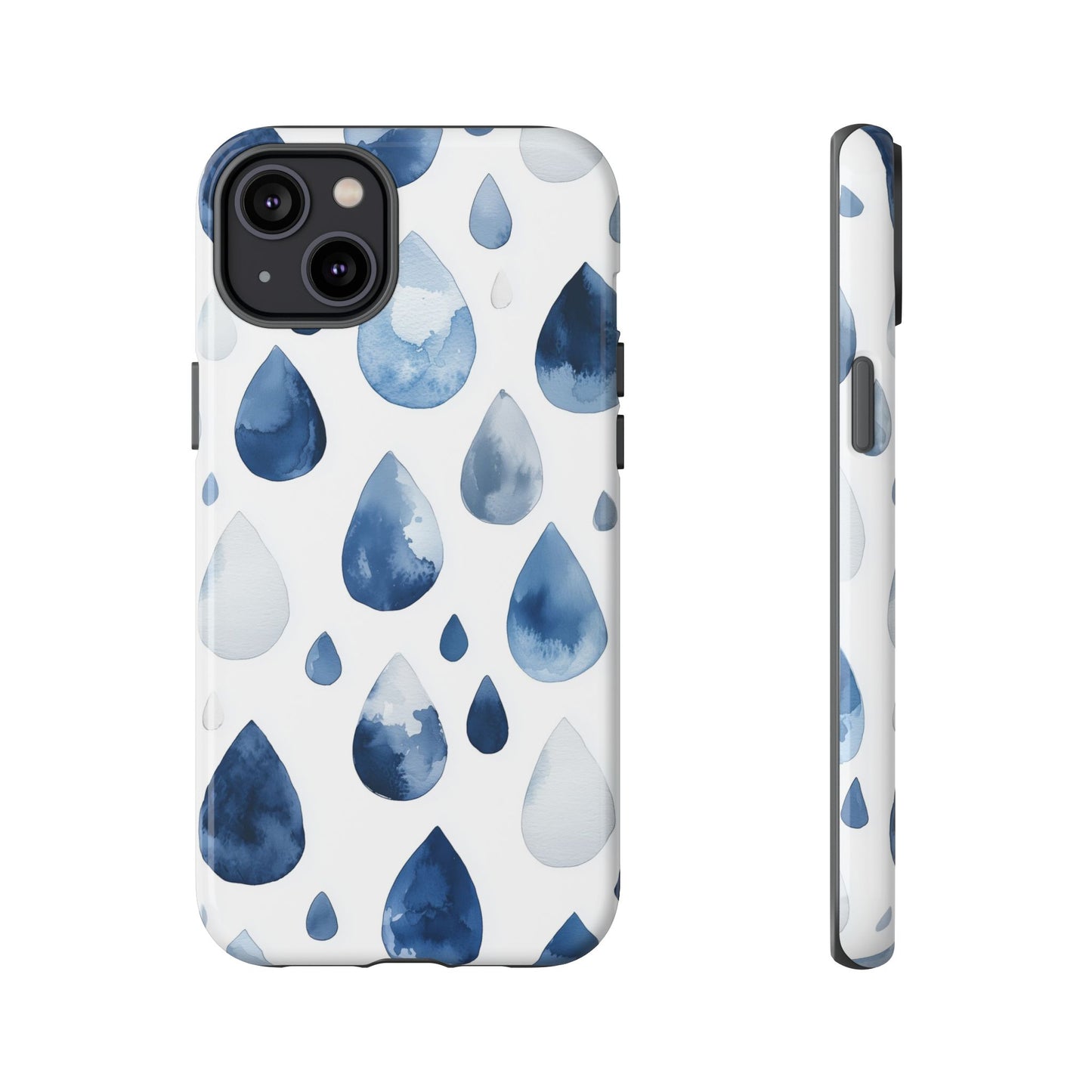Indigo Rain Drops Watercolor Phone Case for iPhone, google Pixel & Samsung