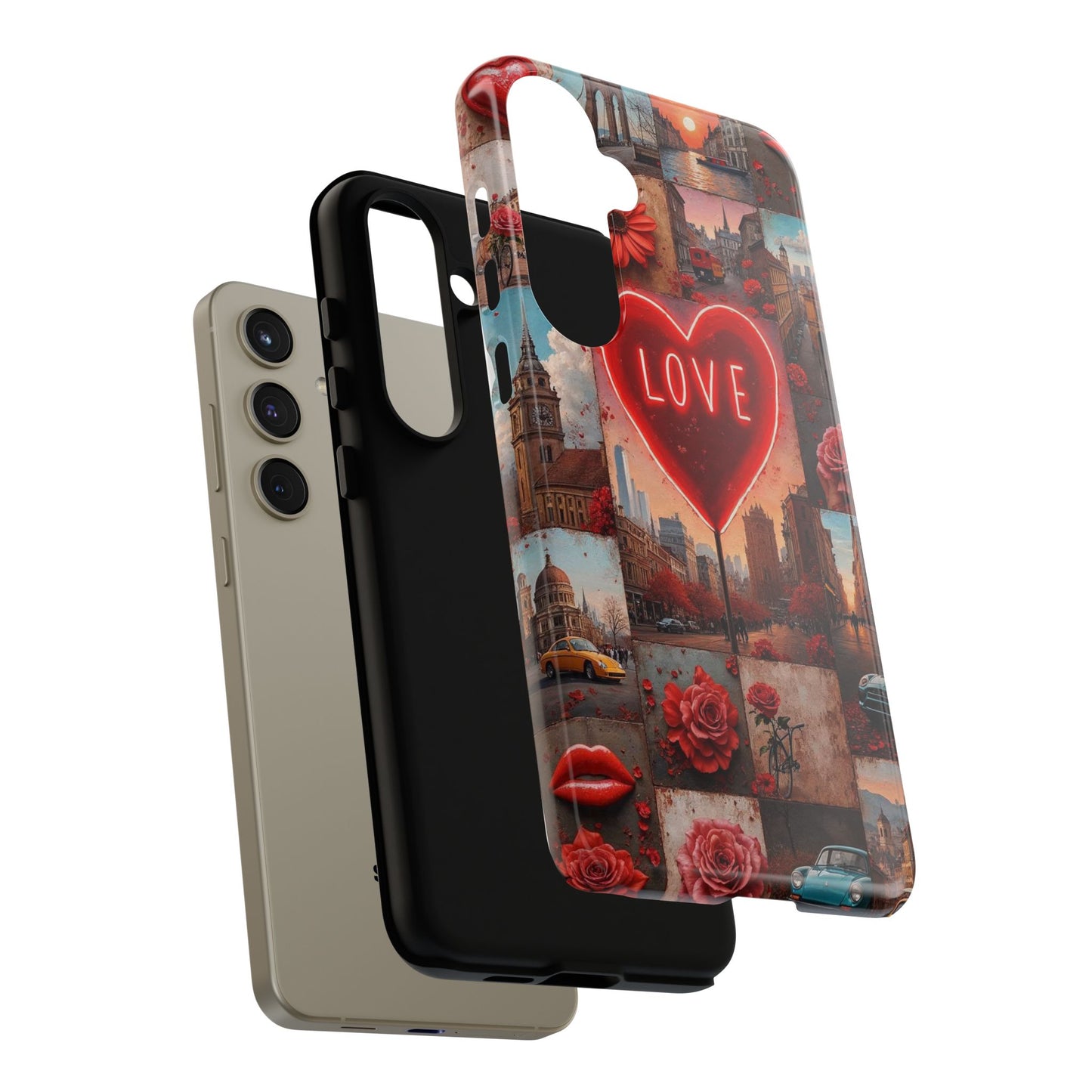 Neon Love Heart & Rose Phone Case
