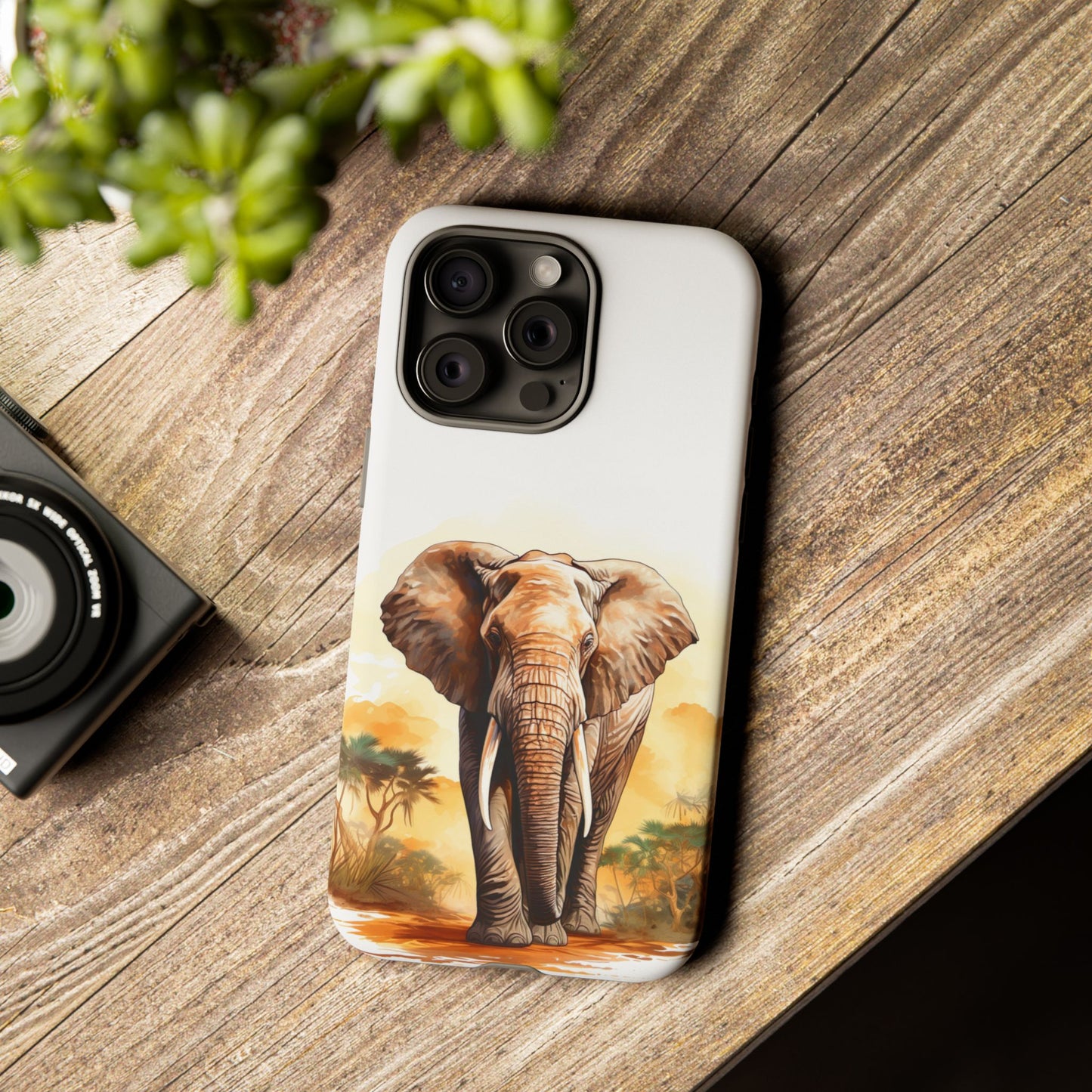 Safari Elephant Watercolor Mobile Cover – Majestic Wildlife Art