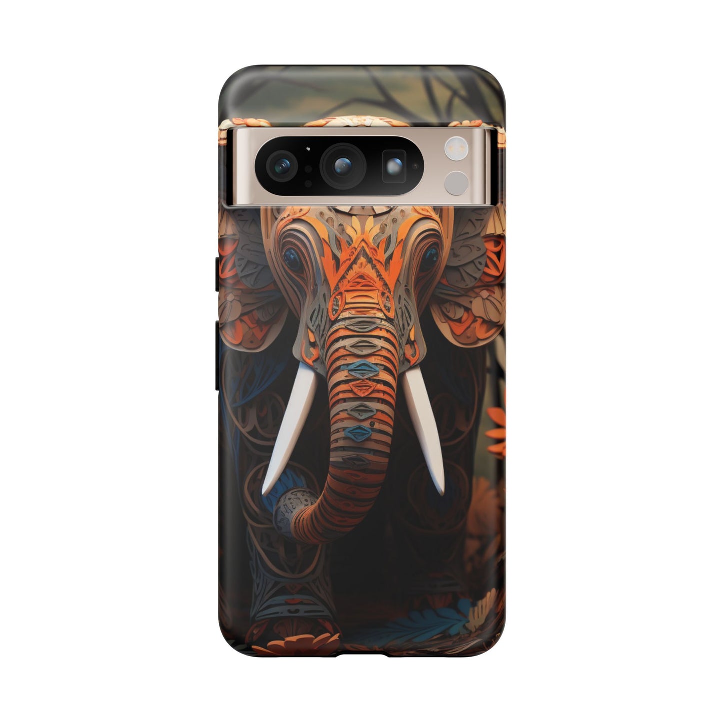 Elegant Artistic Elephant Mobile Cover – Intricate Paper-Cut Design