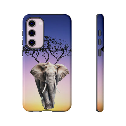 Surreal Elephant Tree Mobile Cover – Dreamy Sunset Fantasy
